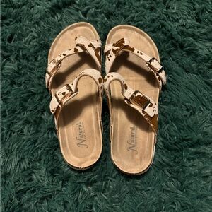 Cow print sandals
